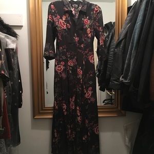 Zara floral buttondown dress